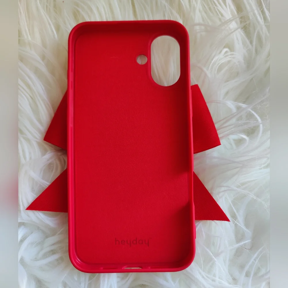 iPhone 16 Plus red phone case with bow
